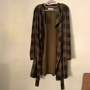 Babaton Olive and Black Plaid Coat (S)